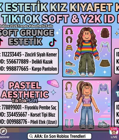 Roblox Estetik Kız Kıyafet Kodları 2026 – TikTok Soft & Y2K ID Listesi
