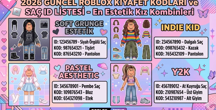 2026 Güncel Roblox Kıyafet Kodları ve Saç ID Listesi – En Estetik Kız Kombinleri