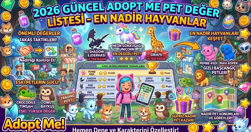 2026 Güncel Adopt Me Pet Değer Listesi – En Nadir Hayvanlar