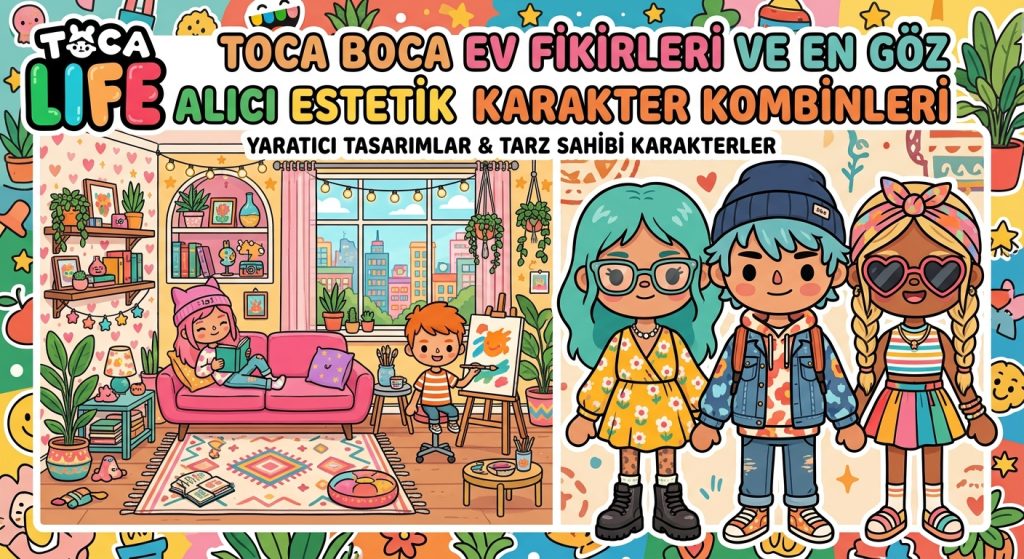 Illustration of Toca Boca Ev Fikirleri ve En Göz Alıcı Estetik Karakter Kombinleri